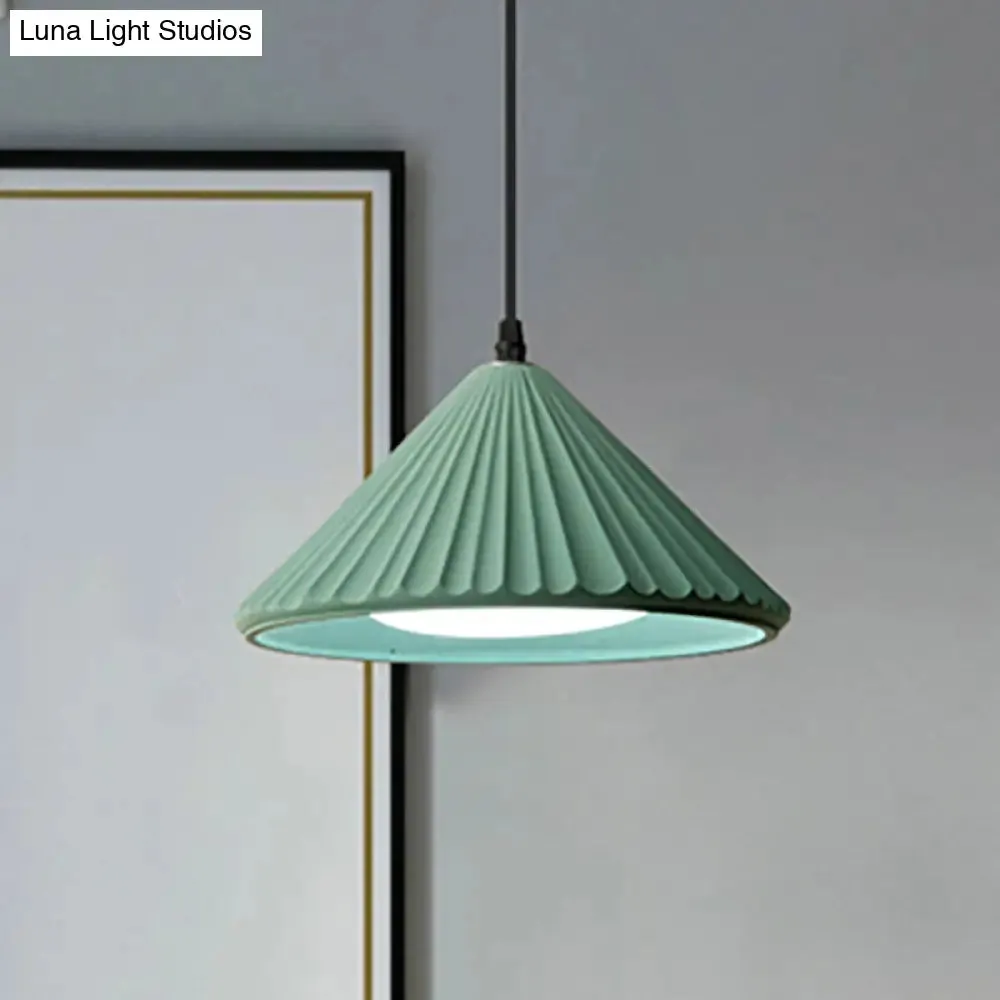 Modern Cement Cone Pendant Lamp for Office Kitchen - One Light Fluted Ceiling Pendant