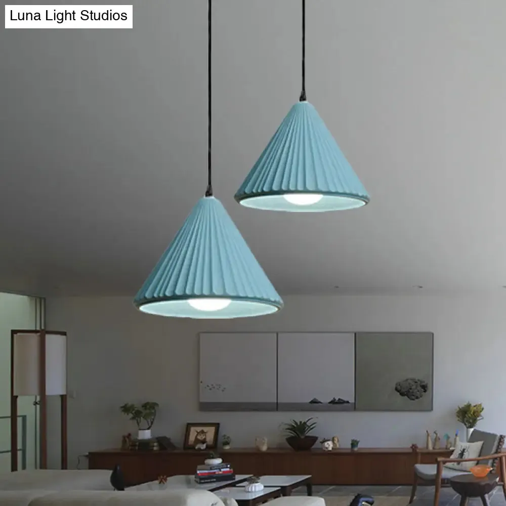 Modern Cement Cone Pendant Lamp for Office Kitchen - One Light Fluted Ceiling Pendant