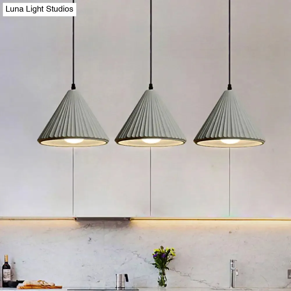 Modern Cement Cone Pendant Lamp for Office Kitchen - One Light Fluted Ceiling Pendant