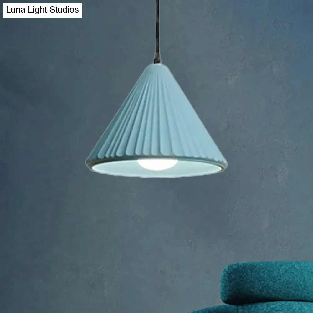 Modern Cement Cone Pendant Lamp for Office Kitchen - One Light Fluted Ceiling Pendant