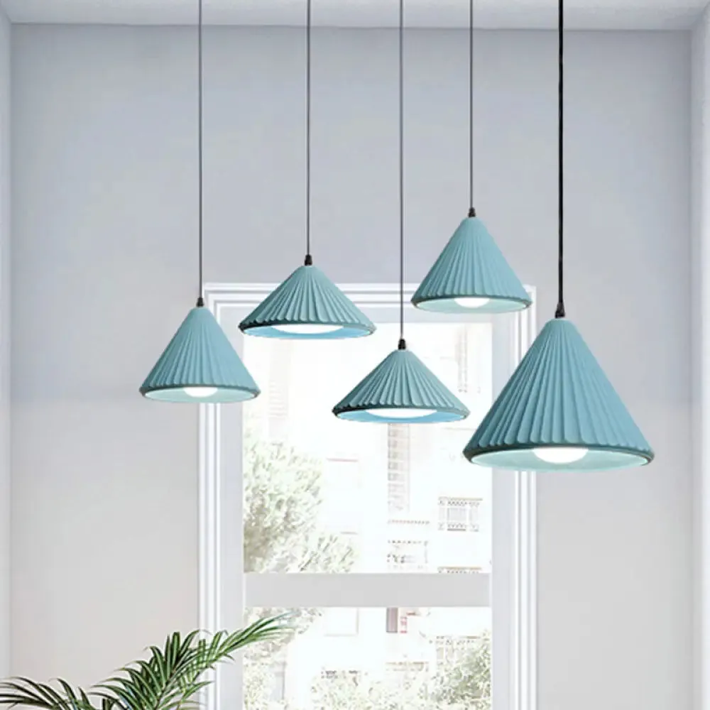 Modern Cement Cone Pendant Lamp for Office Kitchen - One Light Fluted Ceiling Pendant