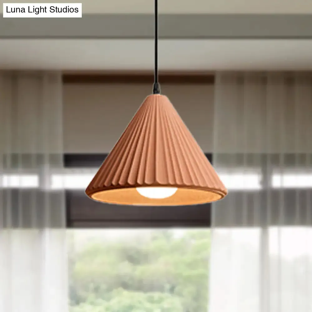 Modern Cement Cone Pendant Lamp for Office Kitchen - One Light Fluted Ceiling Pendant