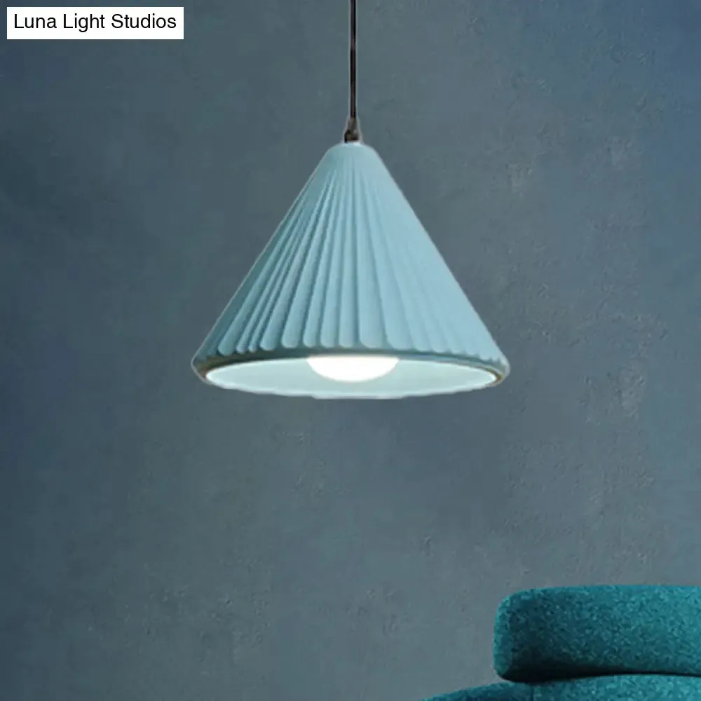 Modern Cement Cone Pendant Lamp for Office Kitchen - One Light Fluted Ceiling Pendant