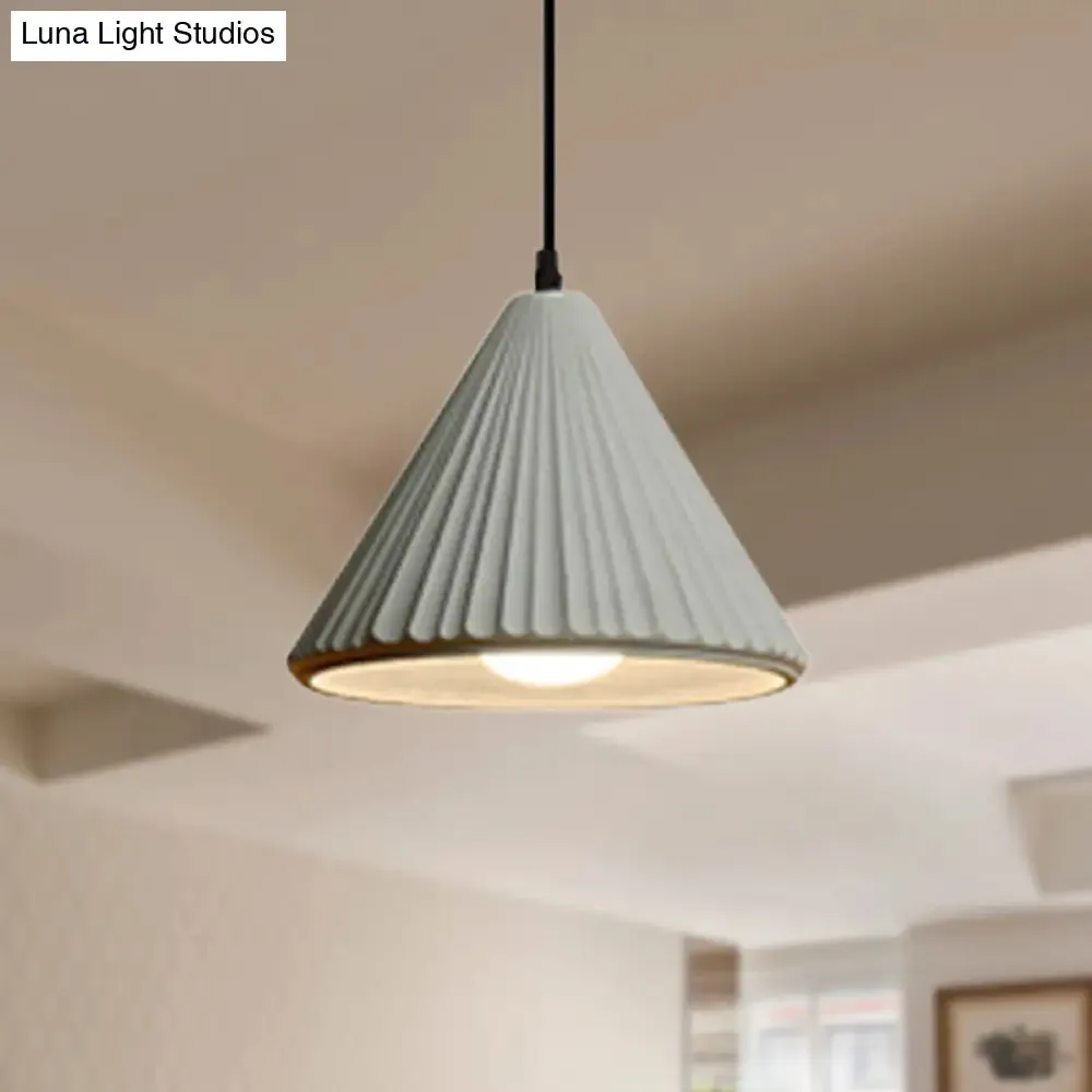 Modern Cement Cone Pendant Lamp for Office Kitchen - One Light Fluted Ceiling Pendant