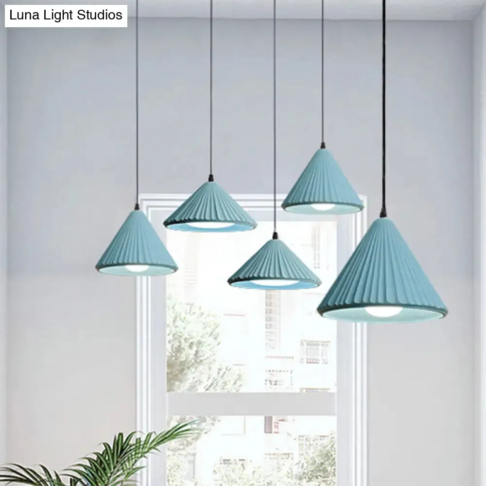 Modern Cement Cone Pendant Lamp for Office Kitchen - One Light Fluted Ceiling Pendant