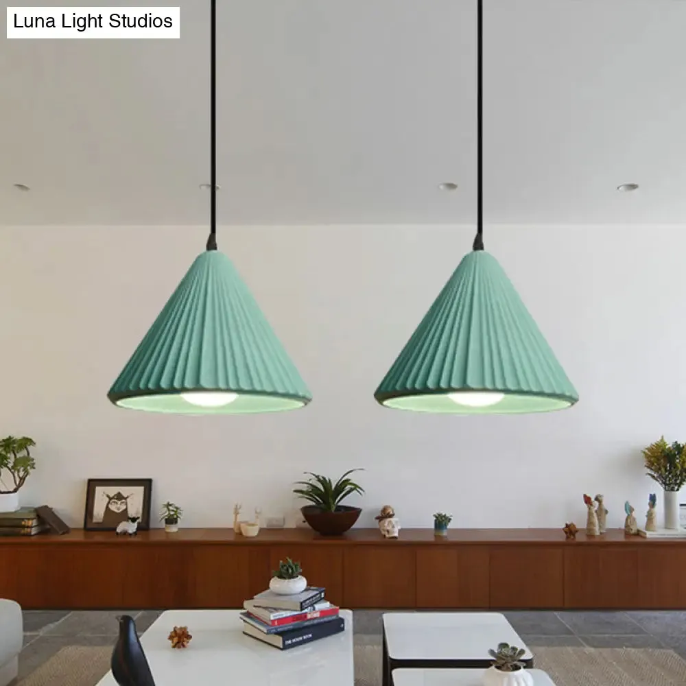 Modern Cement Cone Pendant Lamp for Office Kitchen - One Light Fluted Ceiling Pendant