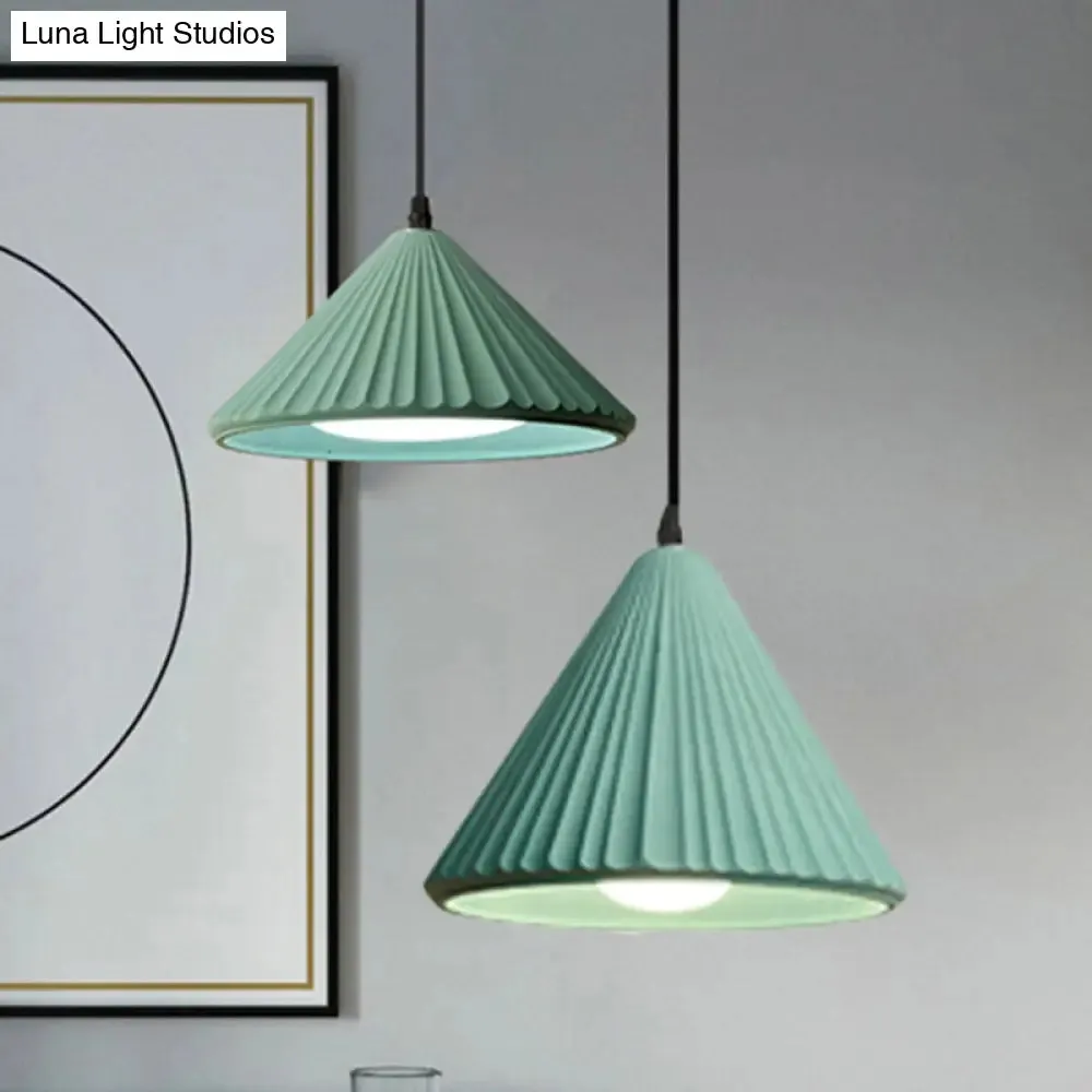 Modern Cement Cone Pendant Lamp for Office Kitchen - One Light Fluted Ceiling Pendant