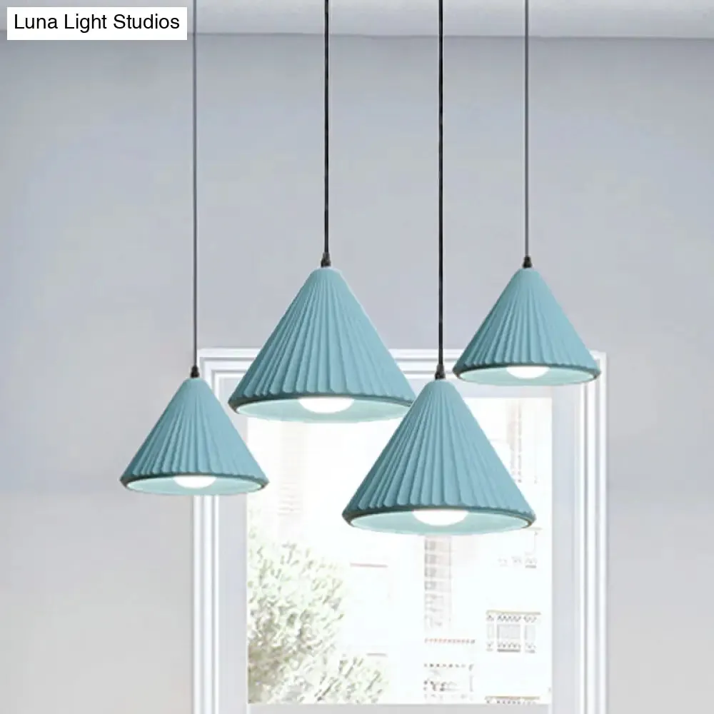 Modern Cement Cone Pendant Lamp for Office Kitchen - One Light Fluted Ceiling Pendant