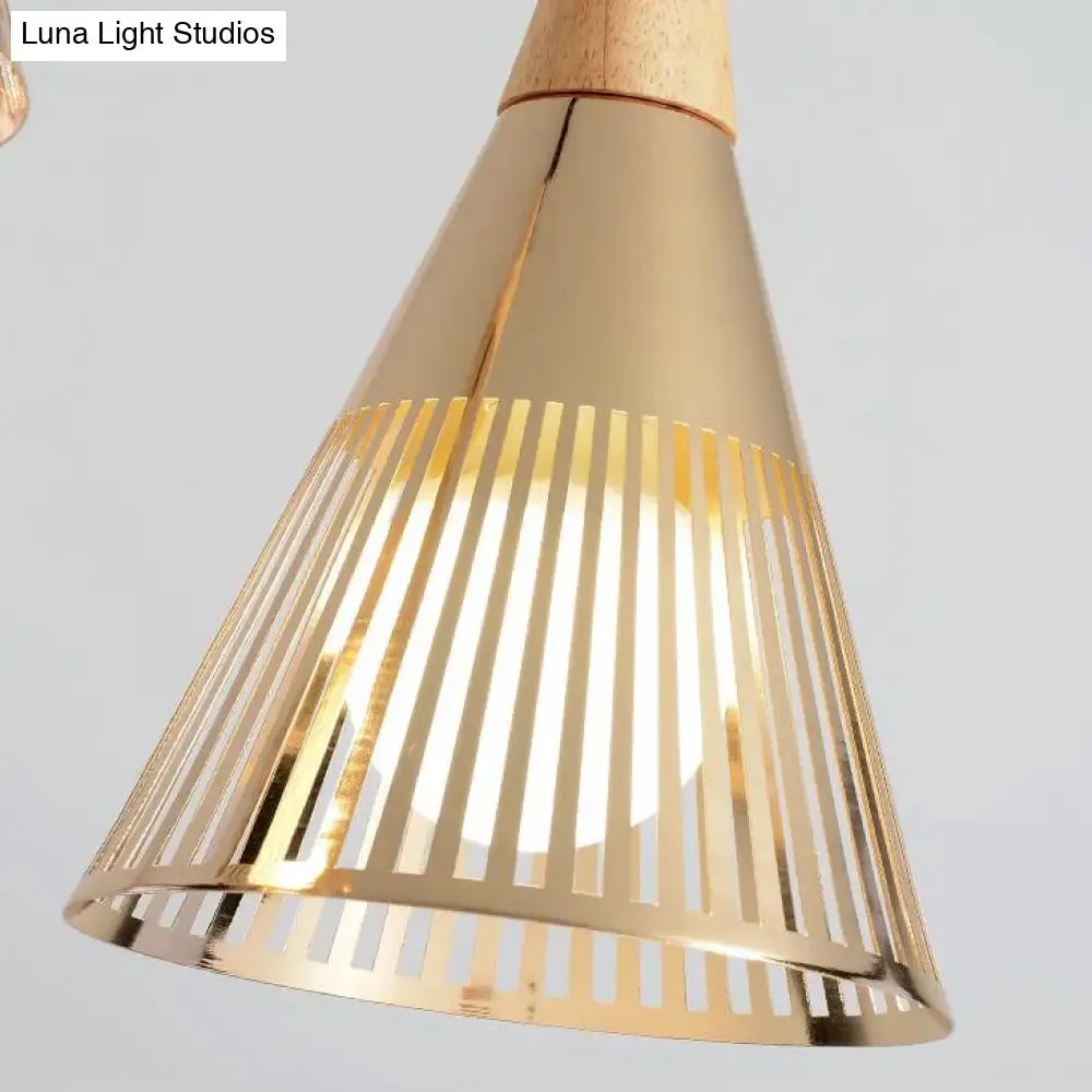 Modern Gold Conical Ceiling Light for Restaurants and Cafes