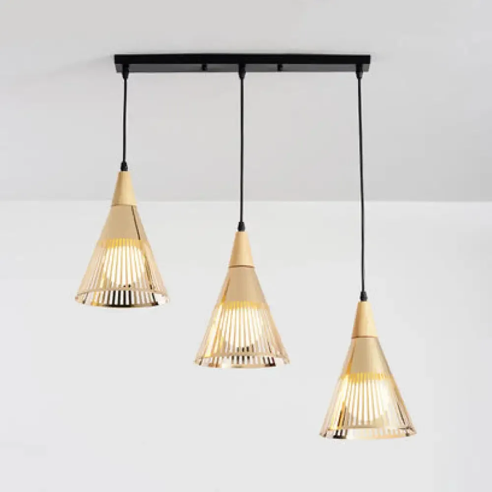 Modern Gold Conical Ceiling Light for Restaurants and Cafes