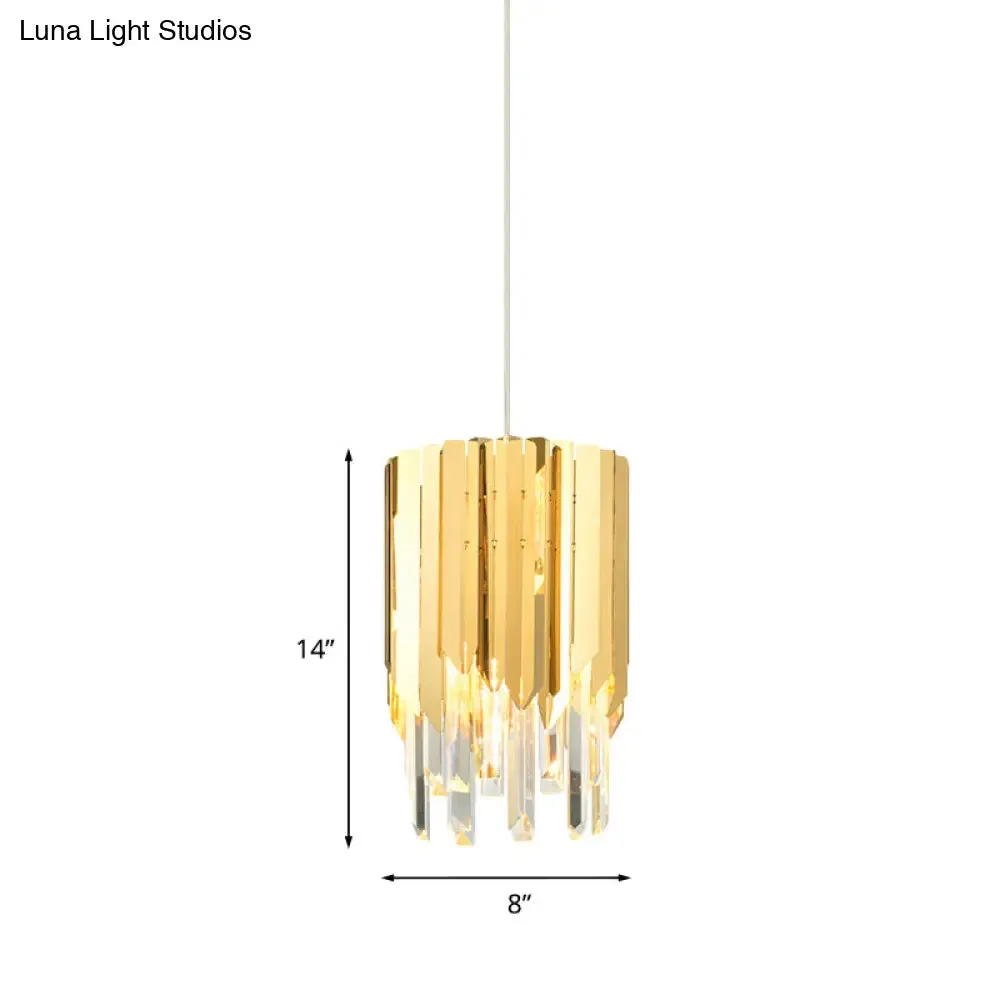 Modern Gold Crystal Hanging Light Fixture with Tiered Bulb