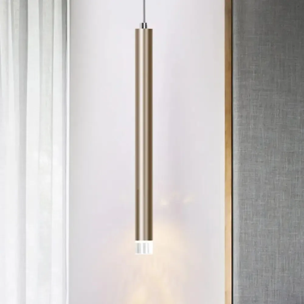 Modern Gold Flute Ceiling Pendant Light for Bar Counter - LED, Warm/White Light - 12"/19.5"/23.5" Height