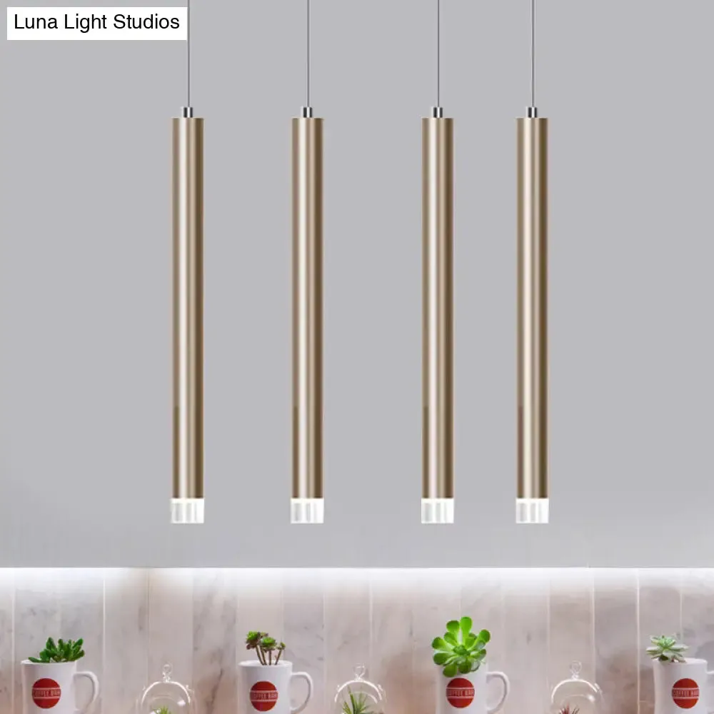 Modern Gold Flute Ceiling Pendant Light for Bar Counter - LED, Warm/White Light - 12"/19.5"/23.5" Height