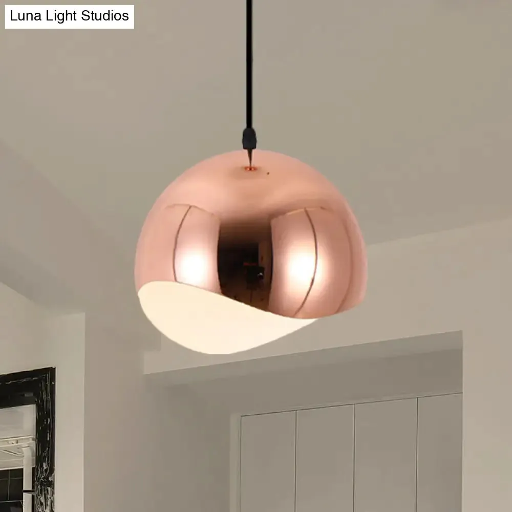 Modern Kitchen Pendant Light with Waveforms Dome Shade in Black/Chrome, 8"/12" Width