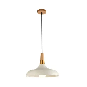 Modern Metal Barn Pendant Light with Wood Grip - 1-Light Ceiling Lamp