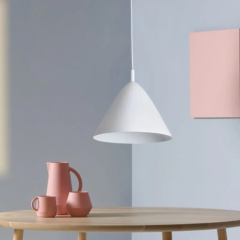 Modern Metal Tapered Ceiling Pendant Light - 10.5"/13"/16" Diameter - Hanging Lamp Kit in Pink/Blue/Green - 1 Light