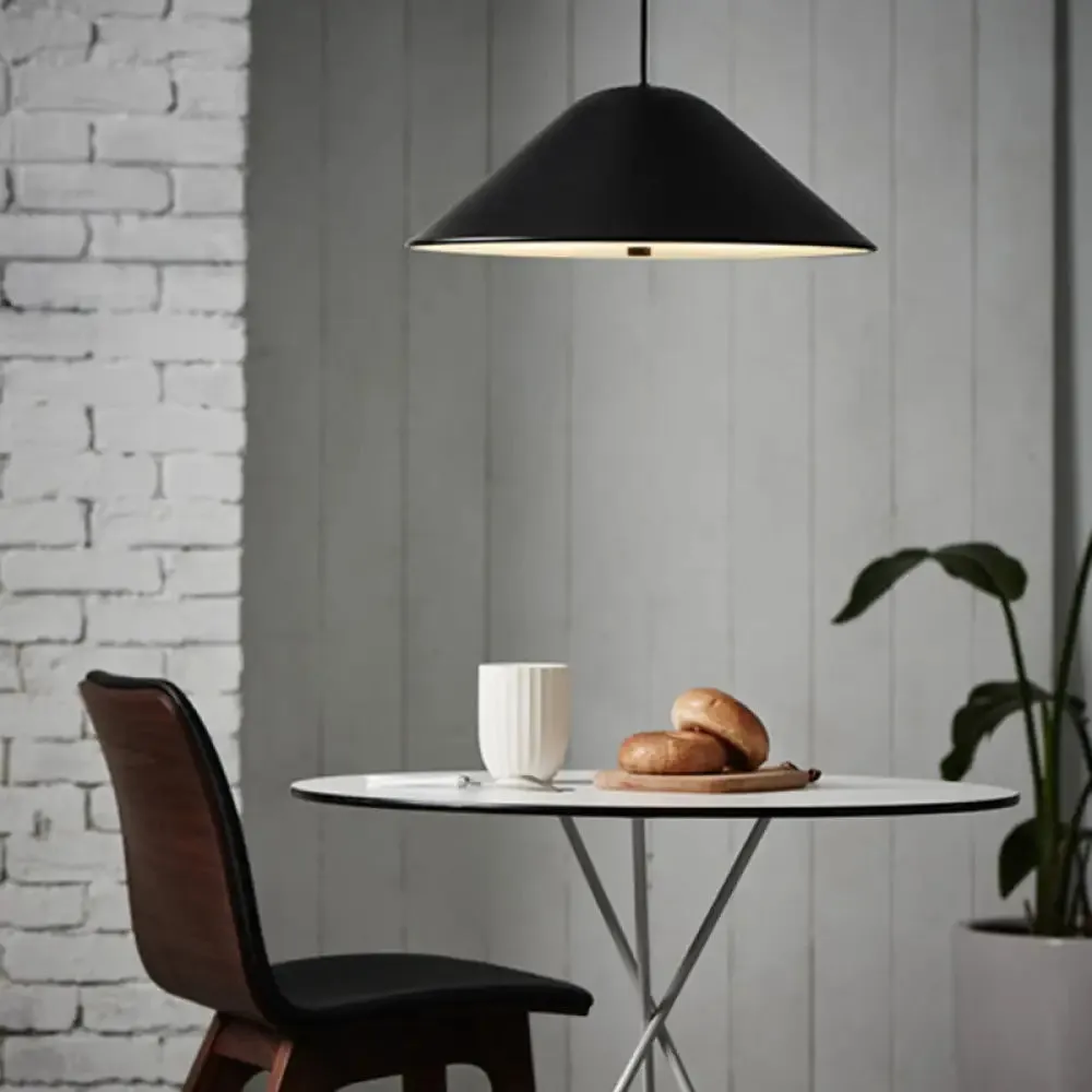 Modern Metal Tapered Suspension Light in Matte Black, Polished Chrome, and Rose Gold for Dining Room