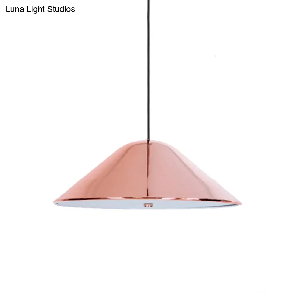 Modern Metal Tapered Suspension Light in Matte Black, Polished Chrome, and Rose Gold for Dining Room