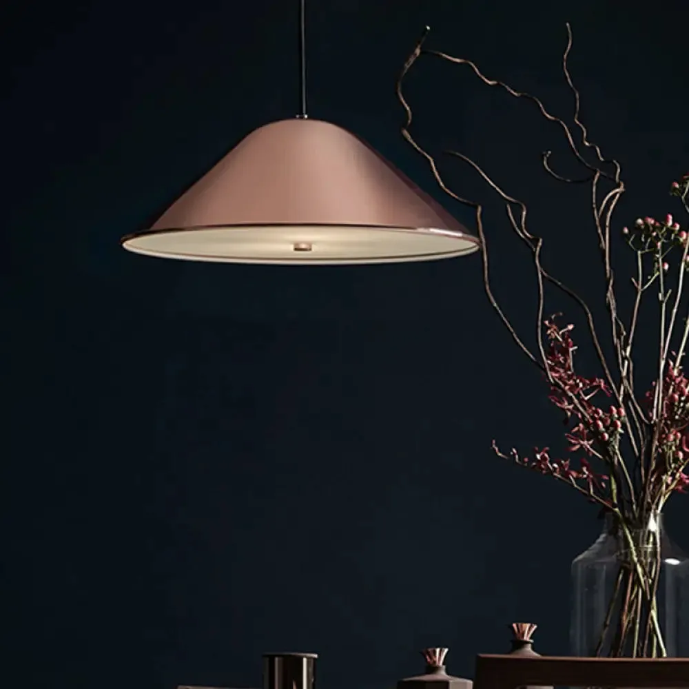 Modern Metal Tapered Suspension Light in Matte Black, Polished Chrome, and Rose Gold for Dining Room