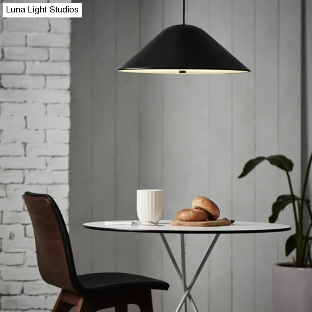 Modern Metal Tapered Suspension Light in Matte Black, Polished Chrome, and Rose Gold for Dining Room