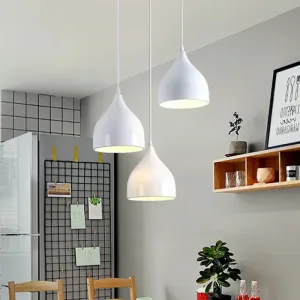 Modern Metallic 3-Light Onion Pendant with White Finish - Hanging Ceiling Lamp