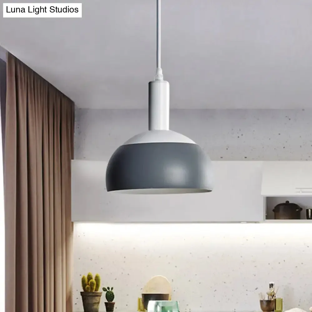 Modern Nordic Dome Pendant Light Kit, Grey Iron, Rotatable Suspension - Perfect for Living Rooms