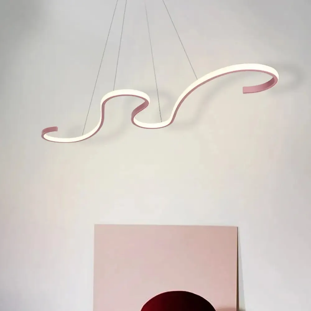 Modern Nordic LED Acrylic Twist Pendant Light in Pink/Black/White - Warm/White/Natural Lighting