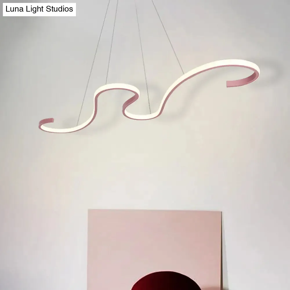 Modern Nordic LED Acrylic Twist Pendant Light in Pink/Black/White - Warm/White/Natural Lighting