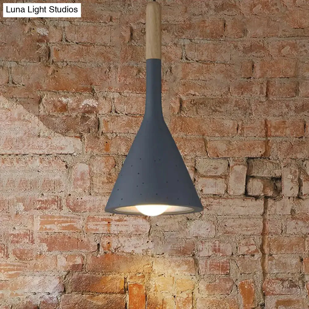 Modern Nordic Pendant Lamp with Funnel Shape - Resin, 1 Head, Cement Look