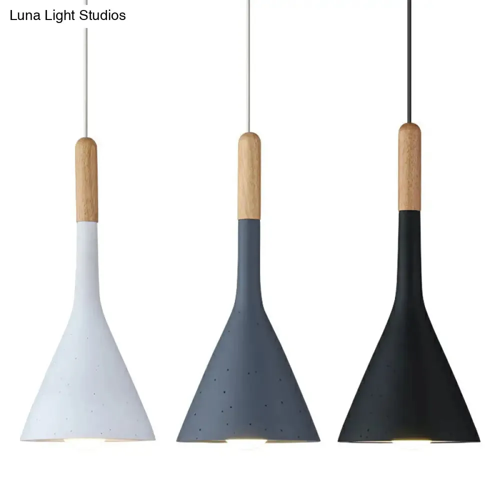 Modern Nordic Pendant Lamp with Funnel Shape - Resin, 1 Head, Cement Look