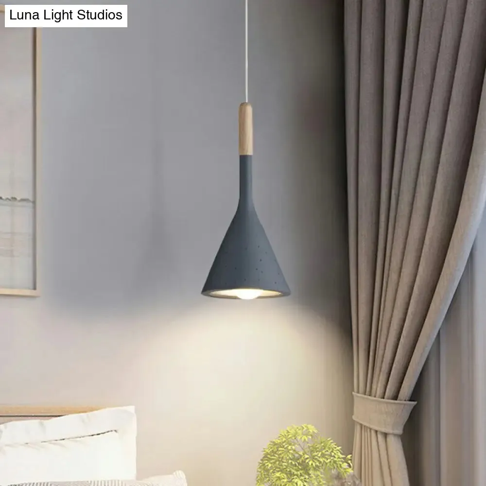 Modern Nordic Pendant Lamp with Funnel Shape - Resin, 1 Head, Cement Look