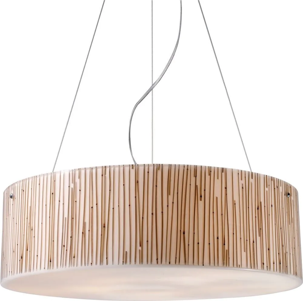 Modern Organics 5 Light Pendant In Polished Chrome and Bamboo Stem