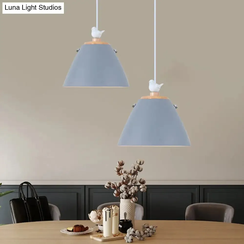 Modern Tapered Pendant Light - Grey/White/Yellow Metal Ceiling Lighting