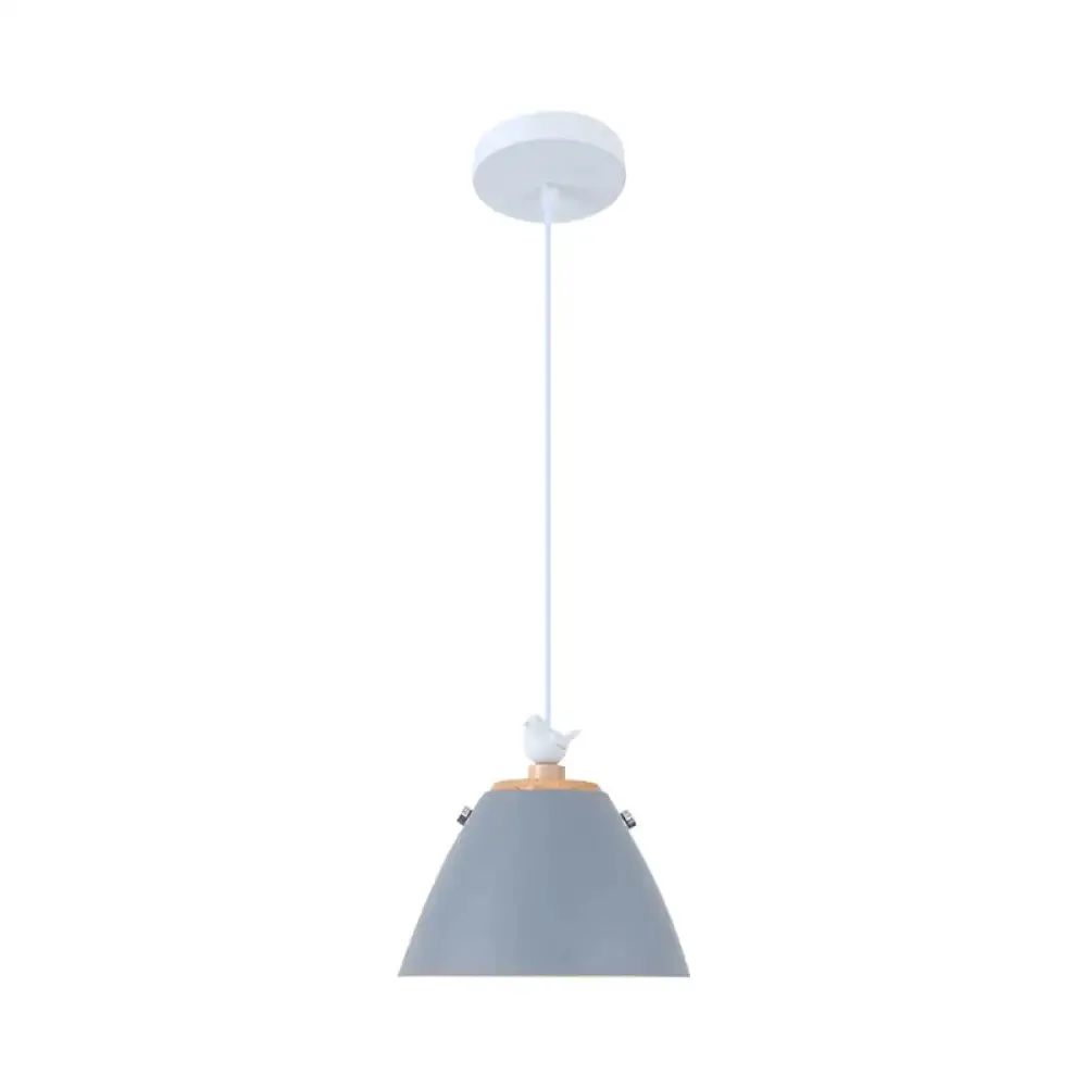 Modern Tapered Pendant Light - Grey/White/Yellow Metal Ceiling Lighting