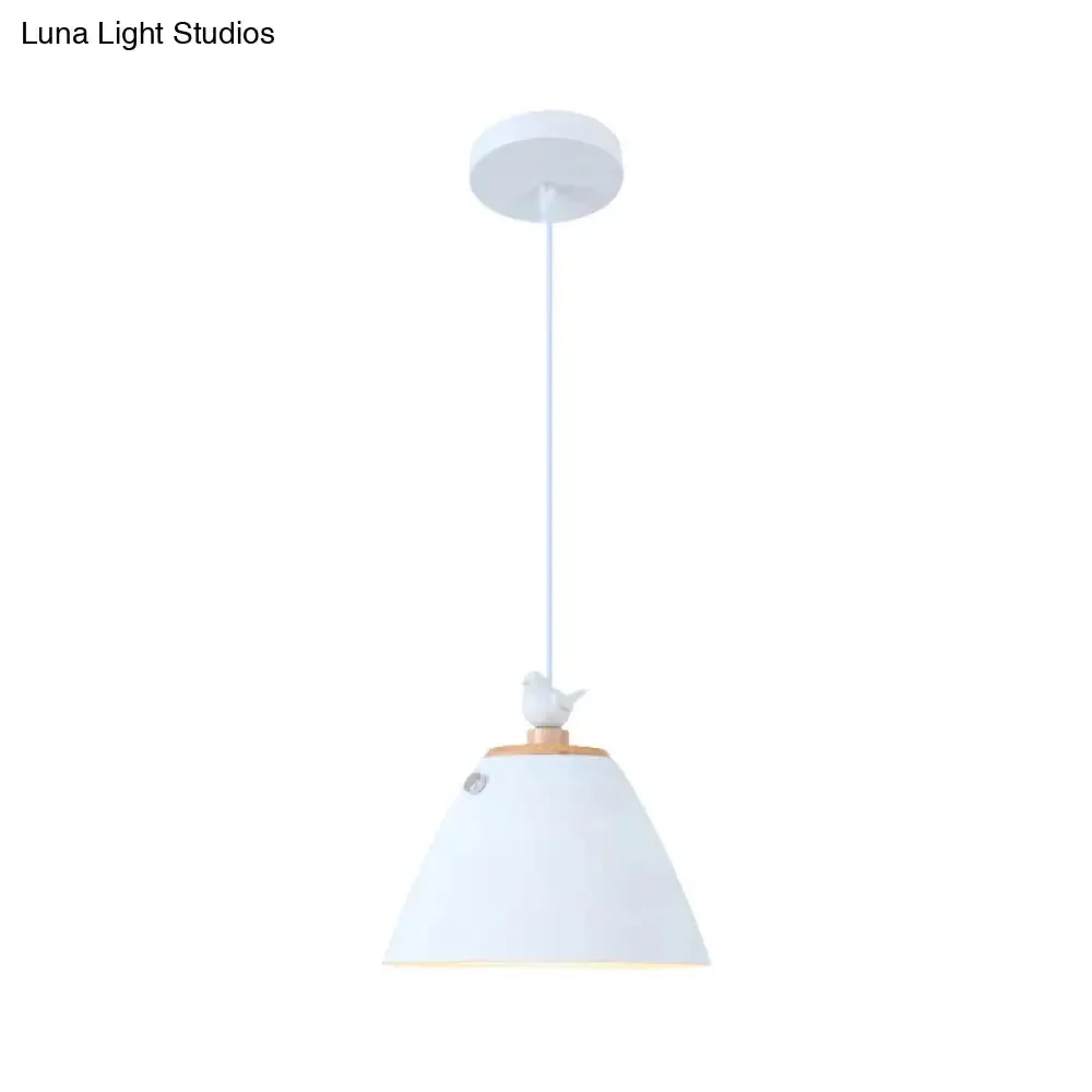 Modern Tapered Pendant Light - Grey/White/Yellow Metal Ceiling Lighting