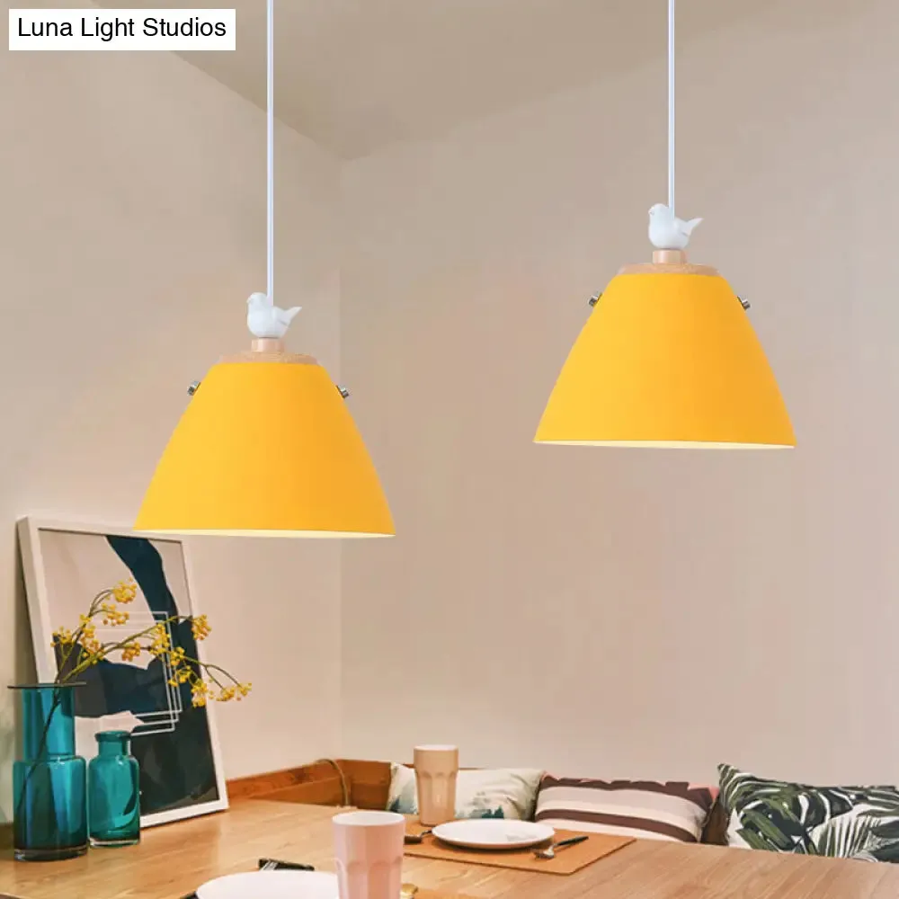 Modern Tapered Pendant Light - Grey/White/Yellow Metal Ceiling Lighting