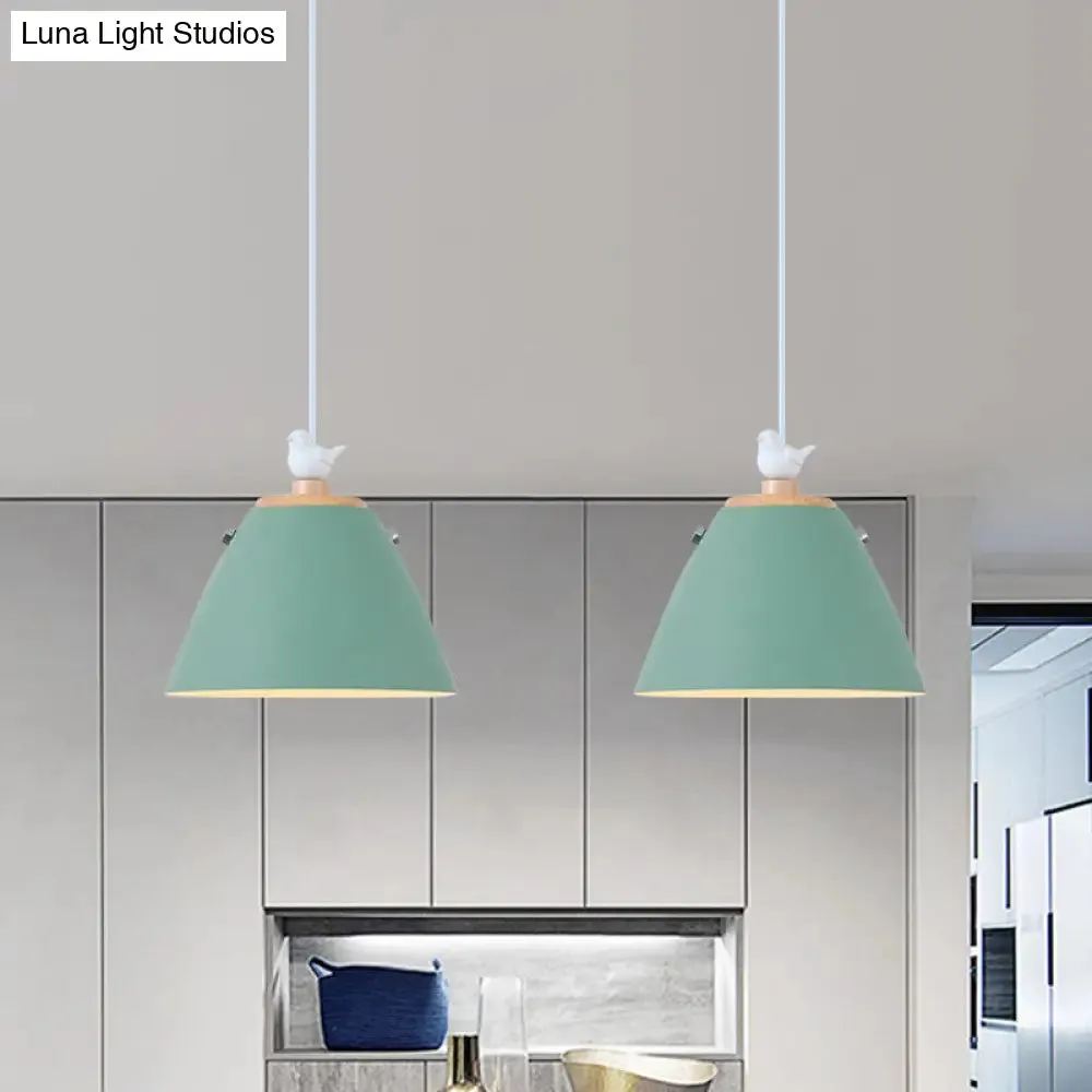 Modern Tapered Pendant Light - Grey/White/Yellow Metal Ceiling Lighting