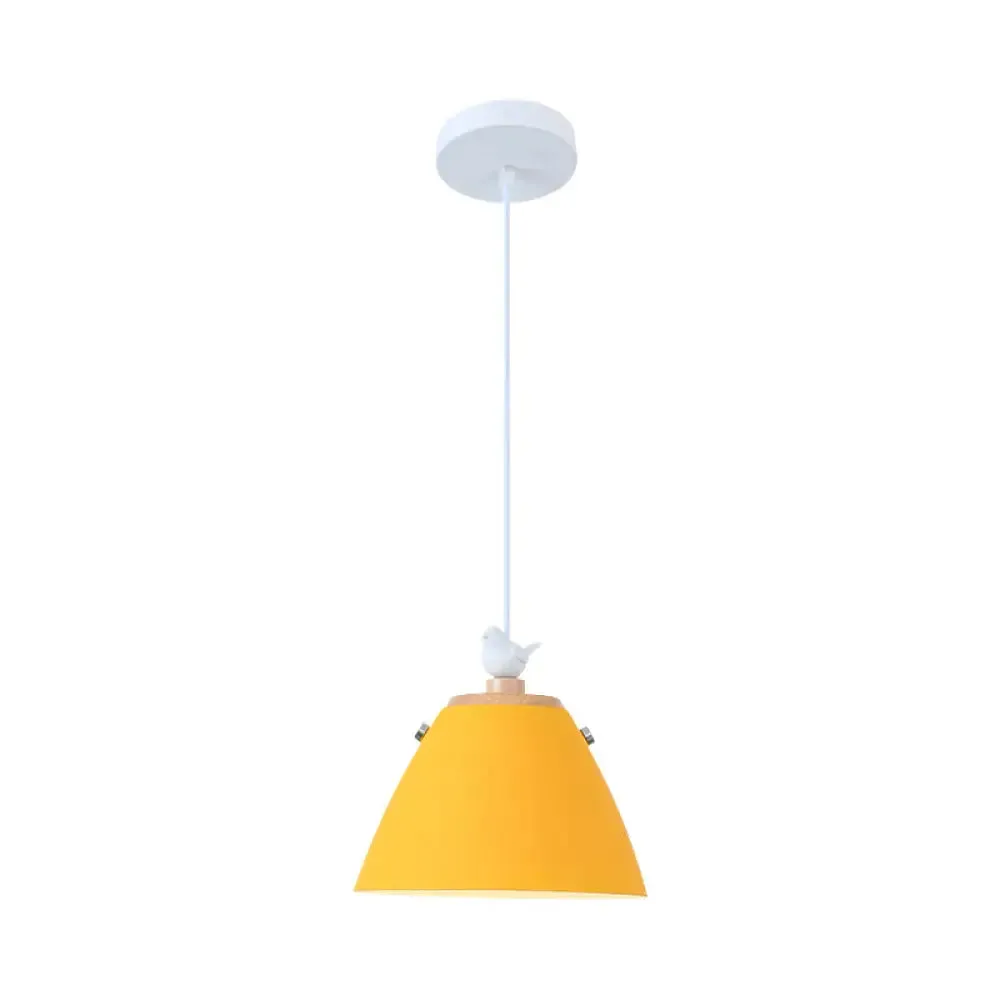 Modern Tapered Pendant Light - Grey/White/Yellow Metal Ceiling Lighting