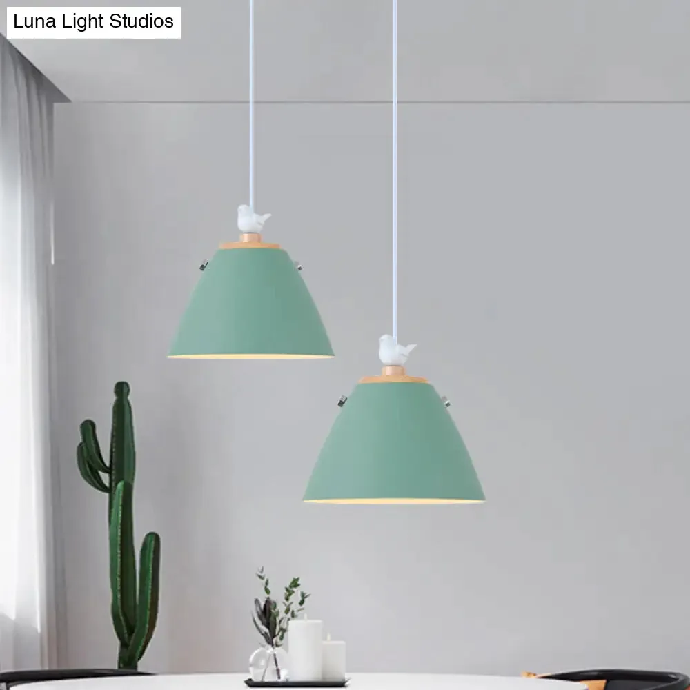 Modern Tapered Pendant Light - Grey/White/Yellow Metal Ceiling Lighting