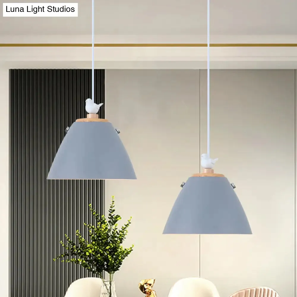 Modern Tapered Pendant Light - Grey/White/Yellow Metal Ceiling Lighting