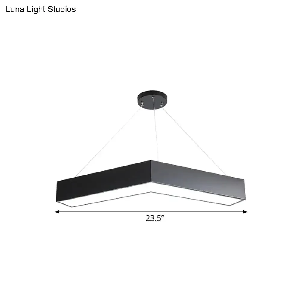 Modern V-Shaped Commercial Pendant LED Hanging Lamp, Minimalistic Metal Black/White, 23.5"/35.5"/47" Wide