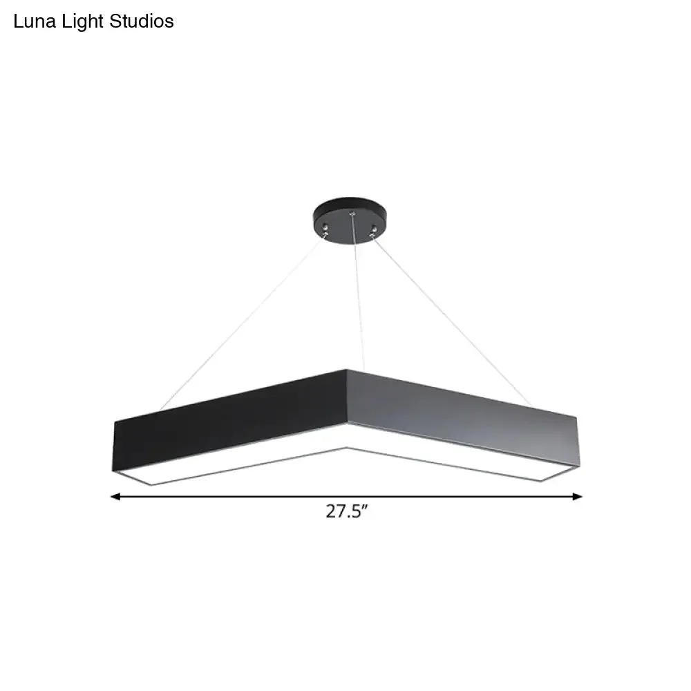 Modern V-Shaped Commercial Pendant LED Hanging Lamp, Minimalistic Metal Black/White, 23.5"/35.5"/47" Wide