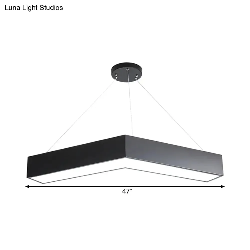 Modern V-Shaped Commercial Pendant LED Hanging Lamp, Minimalistic Metal Black/White, 23.5"/35.5"/47" Wide