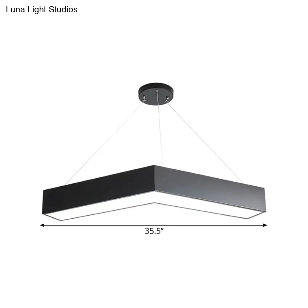 Modern V-Shaped Commercial Pendant LED Hanging Lamp, Minimalistic Metal Black/White, 23.5"/35.5"/47" Wide