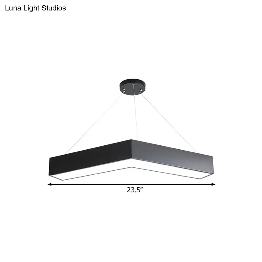 Modern V-Shaped Commercial Pendant LED Hanging Lamp, Minimalistic Metal Black/White, 23.5"/35.5"/47" Wide