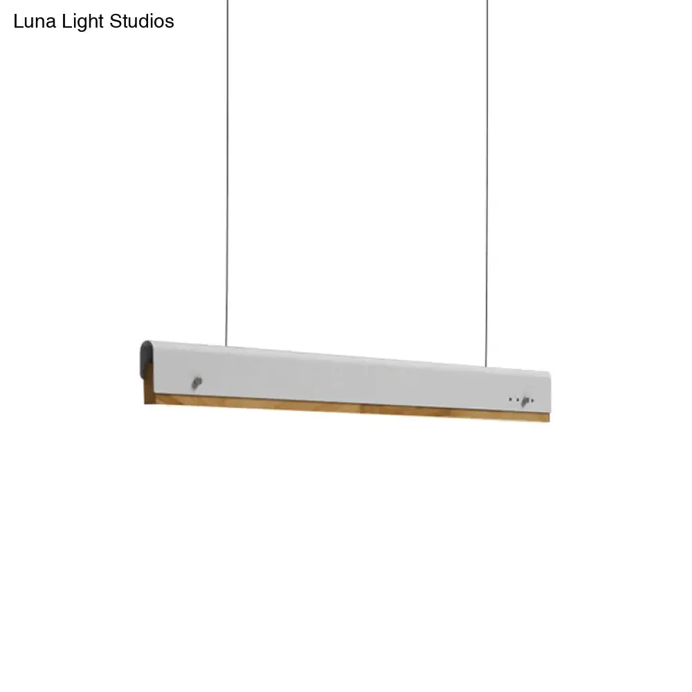 Modern Wood and Metal Rectangle Ceiling Pendant Light - 23.5"/35.5"/47" Wide - 1 Light - White/Pink/Yellow Hanging Lamp Kit