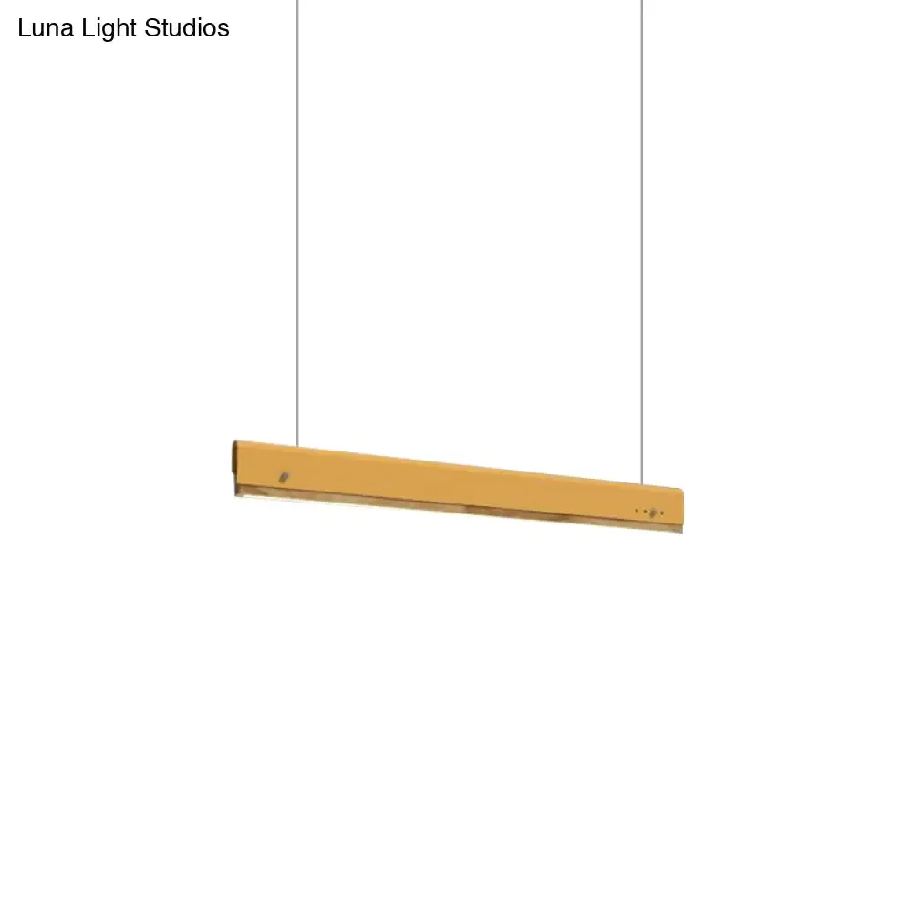 Modern Wood and Metal Rectangle Ceiling Pendant Light - 23.5"/35.5"/47" Wide - 1 Light - White/Pink/Yellow Hanging Lamp Kit