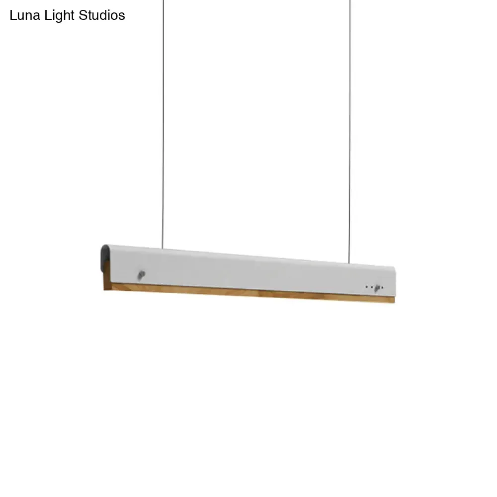 Modern Wood and Metal Rectangle Ceiling Pendant Light - 23.5"/35.5"/47" Wide - 1 Light - White/Pink/Yellow Hanging Lamp Kit