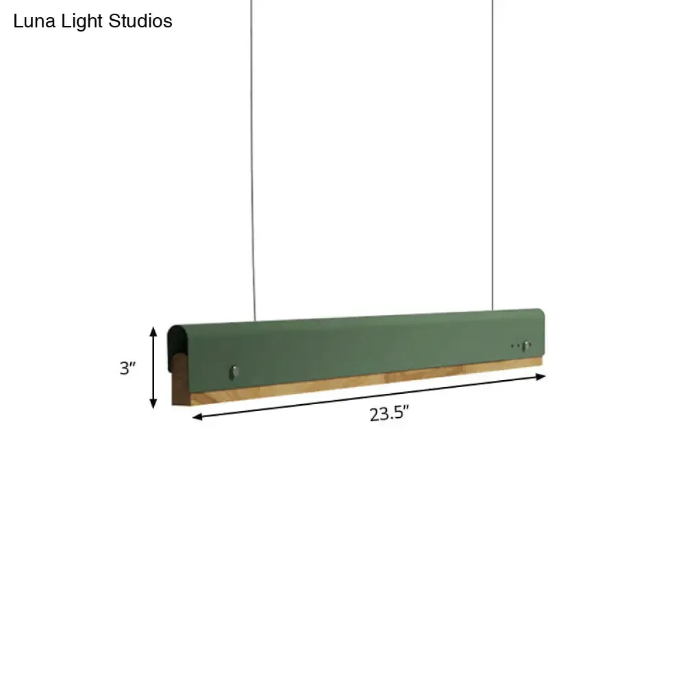 Modern Wood and Metal Rectangle Ceiling Pendant Light - 23.5"/35.5"/47" Wide - 1 Light - White/Pink/Yellow Hanging Lamp Kit