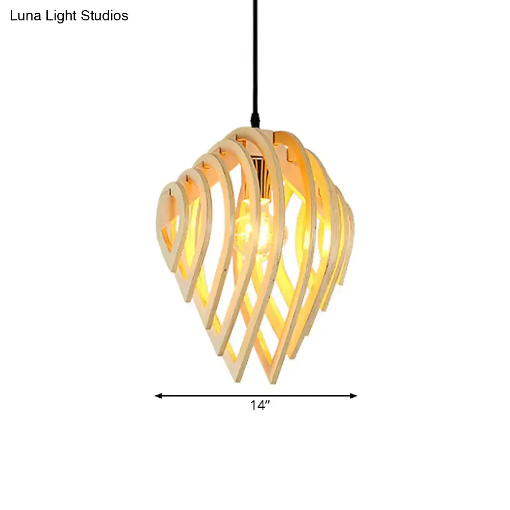 Modern Wood Water Drop Ceiling Light for Bedroom - Natural Wood Pendant Lamp